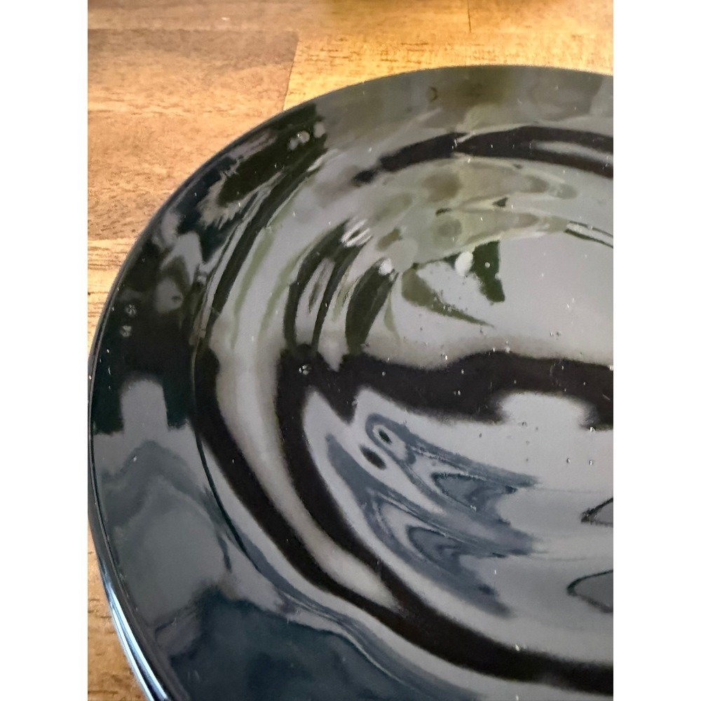 Vintage Black Amethyst Glass Plates Set of 4 Round Depression